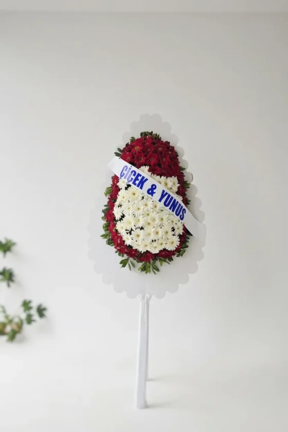Kırmızı ve Beyaz Gerbera Çelenk